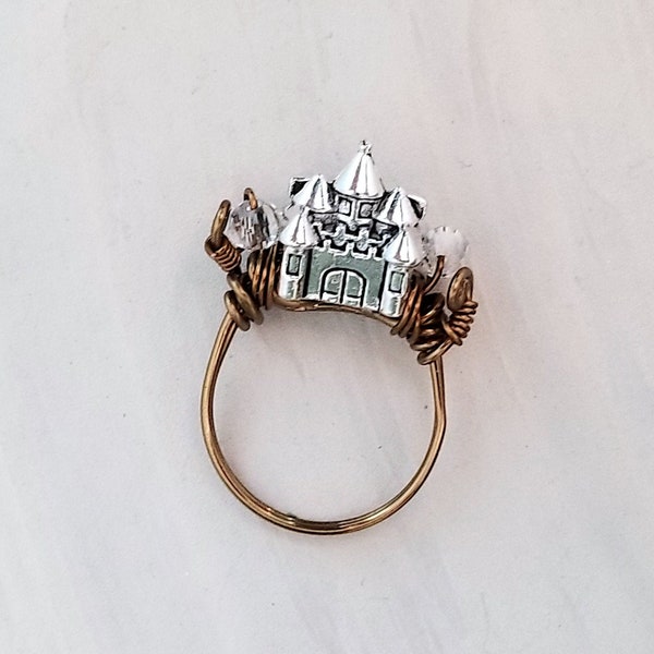 Castle Ring in Clear, Fairy Tale, Wedding, Bridesmaid, Gothic, Renaissance, Medieval, Choice of Colors and Metals