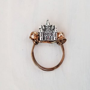 Castle Ring in Peach Champagne, Fairy Tale, Wedding, Bridesmaid, Gothic, Renaissance, Medieval, Choice of Colors and Metals