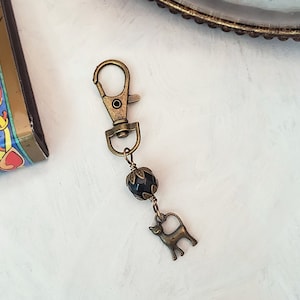 Wire Wrapped Clip or Purse Charm in Antique Bronze, Pink with Bird Charm, Cellphone Charm, Choice of Colors and Metals