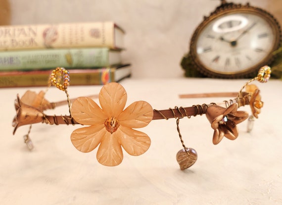 Vintage Floral Copper Wire Headbands Cottagecore Flower Tree Branch Headband – Retro Fairy main image 2