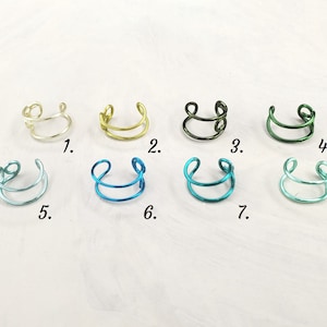 Ear Cuff, Nose Septum Cuff, Adjustable, Minimalist Jewelry, Minimalist Accessory, Style, Unisex Jewelry, Handmade, Choice of Blues + Greens
