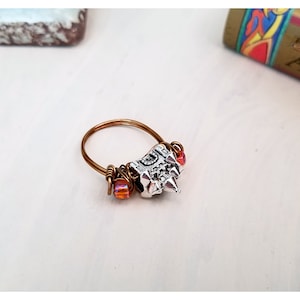 Castle Ring in Orange, Fairy Tale, Wedding, Bridesmaid, Gothic, Renaissance, Medieval, Choice of Colors and Metals