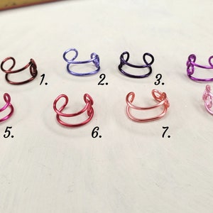 Ear Cartilage or Nose Septum Cuff, Choice of Pinks + Purples, Adjustable, Simple, Minimalist, Unisex, Boho, Beach