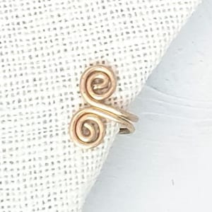 Ear Tragus /Nose Side Cuff, Double Spiral, Reversible, Adjustable, Simple, Minimalist, Unisex, Boho, Beach, Choice of 31 Colors + Metals