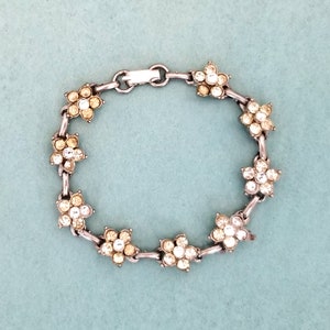 Vintage Rhinestone Flower Bracelet, 7&quot; (17.8 cm)