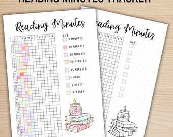Book Reading Minutes Tracker Printable | Daily Literacy Goal Log | Student Habit PDF Sheet