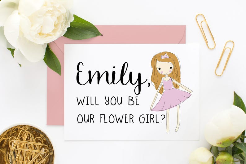 Cute Flower Girl Proposal Card Cute Bridesmaid Card Flower Girl Cards Junior Bridesmaid Proposal EWYBO201