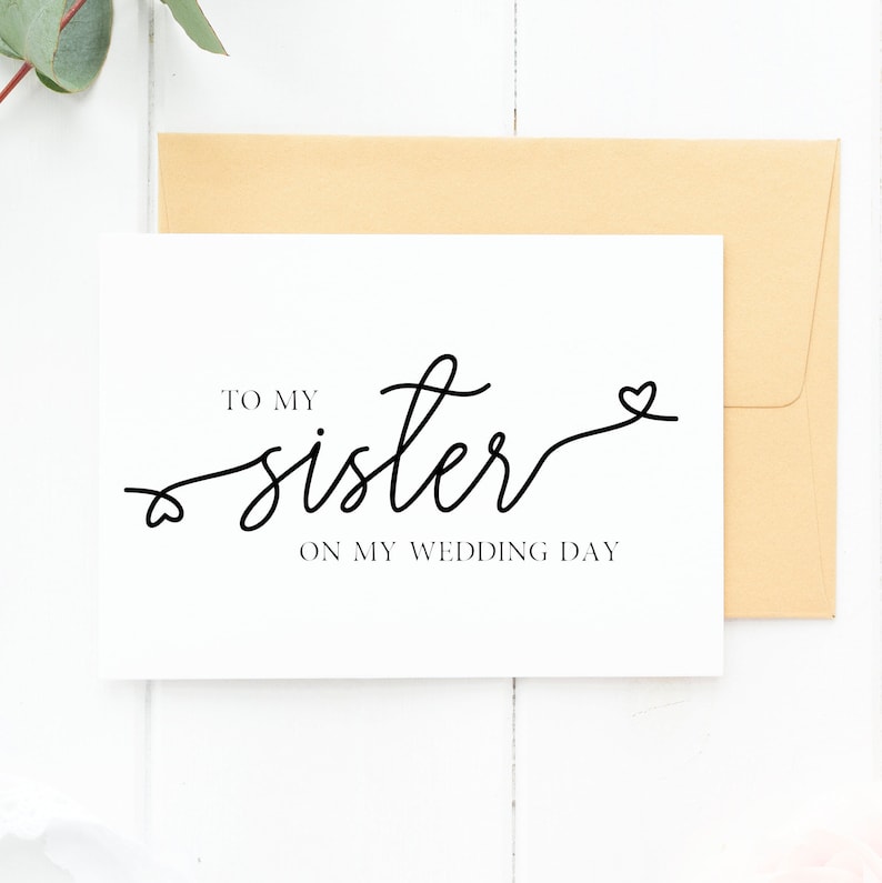 Thank You Cards for Wedding Day Sister Cards Sister Wedding Day Cards To My Sister On My Wedding Day Sister Wedding Card