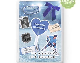 Blue Hockey Romance Kindle Insert | Sports Romance Sticker Collage for Paperwhite, Colorsoft & Scribe