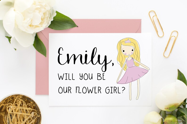 Cute Flower Girl Proposal Card Cute Bridesmaid Card Flower Girl Cards Junior Bridesmaid Proposal EWYBO201