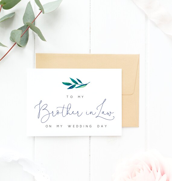 To My Brother in Law on My Wedding Day Brother in Law Card Etsy