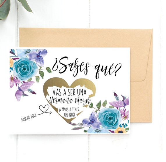 Hermana Mayor Anuncio De Bebe Scratch Off Cards Pregnancy Etsy