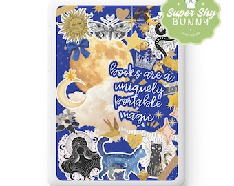 Celestial Magic Kindle Insert | Navy and Gold Sticker Collage for Paperwhite, Colorsoft & Scribe