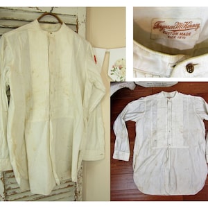 Antique Men&#39;s Shirt Gentlemen’s Dress Shirt Edwardian Men’s Formalwear Vintage Men’s Evening Wear