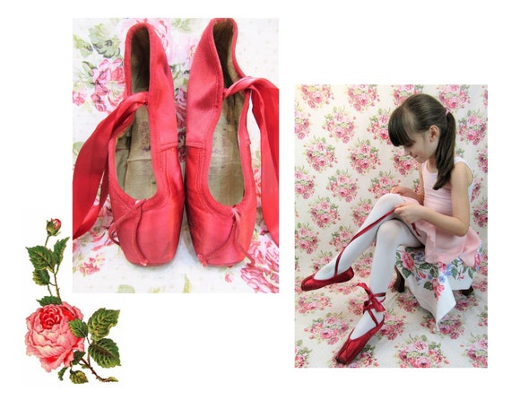 Vintage Red Pointe Ballet Shoes Vintage Red Satin