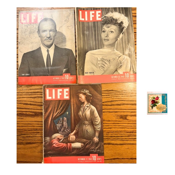 Vintage Life Magazine 1940’s WW 2 Life Magazines Set of 3 Oct & December 1943