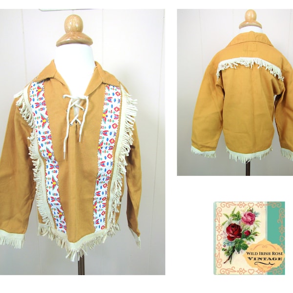 Vintage Western Fringed Shirt 1950's Child's Cowboy Shirt 1950s Plainsman Fringed Shirt Mid Century Cowboy Shirt fits 5-6 yrs