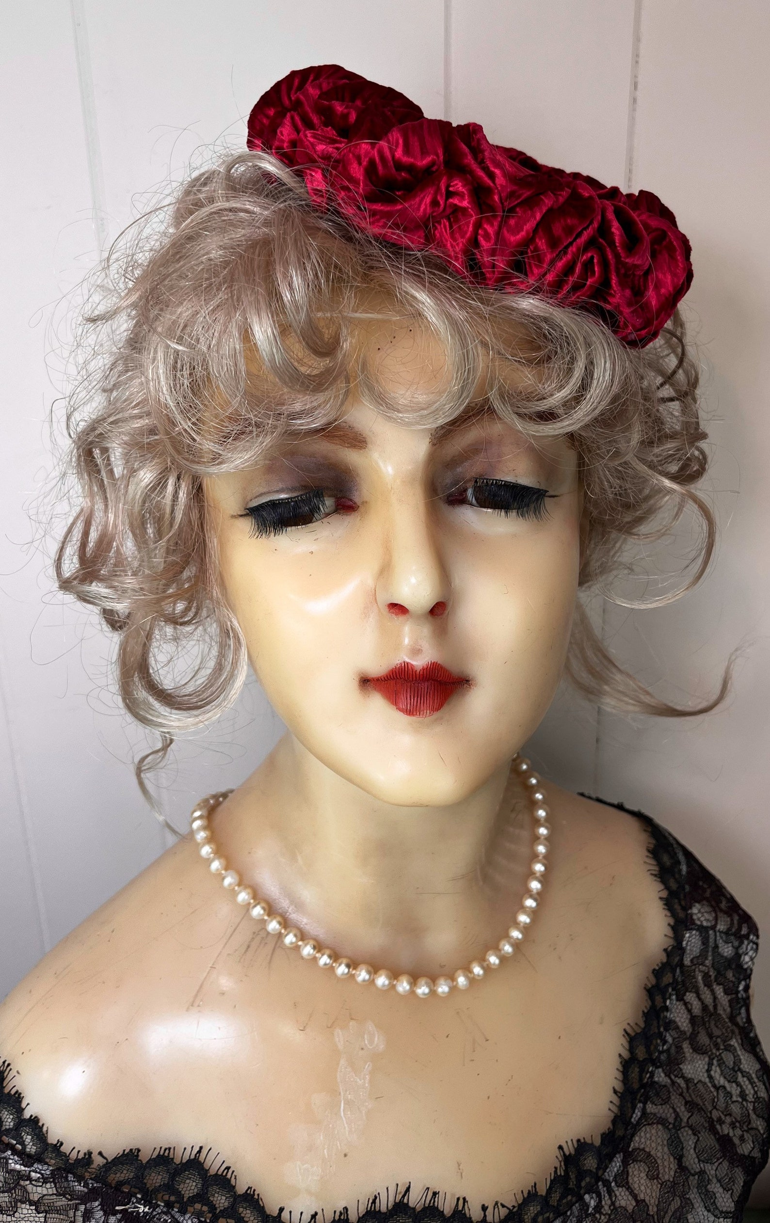 Vintage Velvet Fascinator 1950's Crimson Velvet Hat Etsy