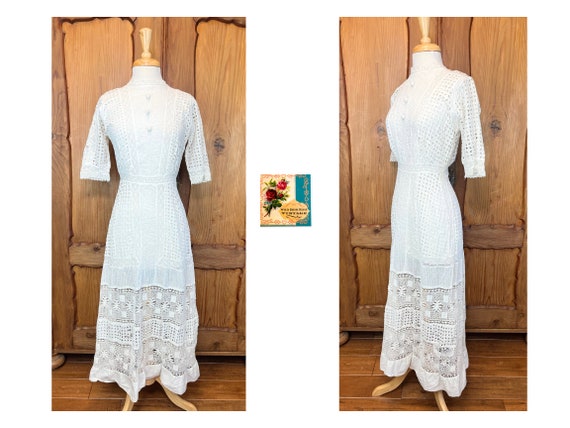 Edwardian White Dress Edwardian Eyelet Dress 1910… - image 1