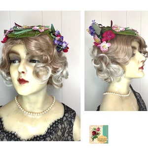 Vintage 1950s Floral Fascinator Fits All Vintage Flowered Headpiece