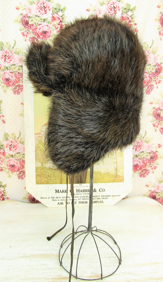 Antique Fur Hat Size Small Antique Trapper Hat Vi… - image 3