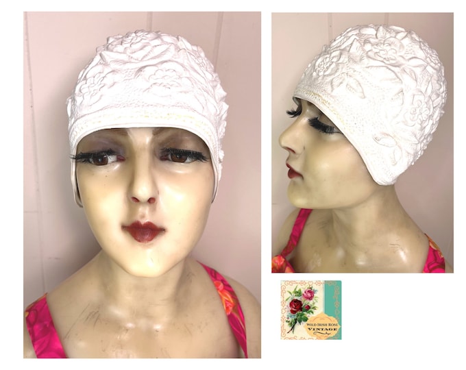 Vintage Bathing Cap Vintage Swim Cap Vintage White Swimming Etsy