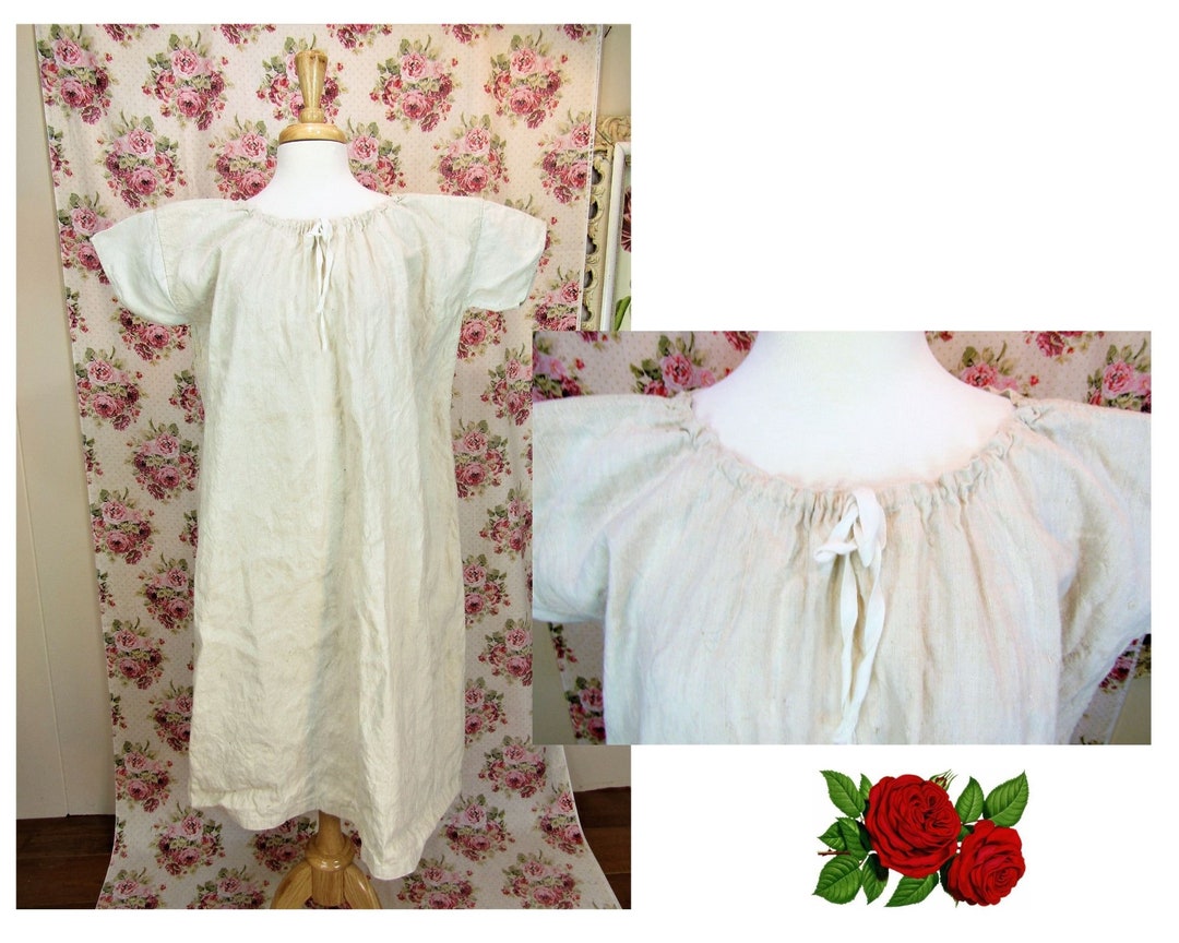 Antique 19th Century French Shift Mid 1800s Homespun Nightshirt Antique ...