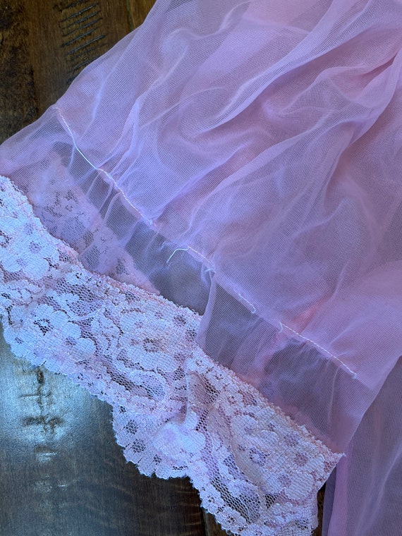 Vintage Sheer Pink Peignoir Midcentury Bubblegum … - image 7