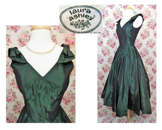 Vintage Laura Ashley Dress Size XS Vintage Green L