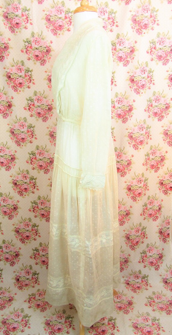 Antique Edwardian Summer Dress Dotted 1910’s Swi… - image 4