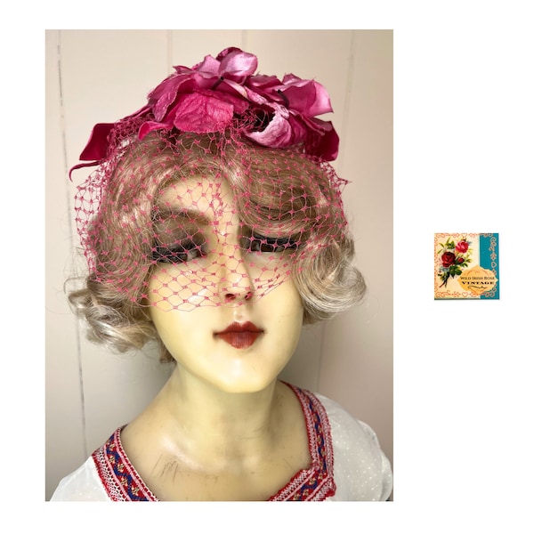Vintage Roses Fascinator 1950’s Pink Roses Hat
