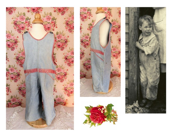 Antique 1920s 20s Dustbowl Cotton Toddler Overalls