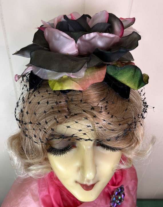 Vintage Floral Fascinator 1950's Millinery Flower… - image 3