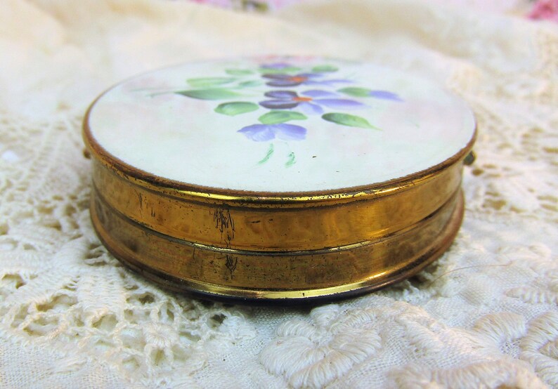 Vintage Enameled Compact Vintage Dorset Fifth Avenue Powder Compact Floral Enameled Powder Compact