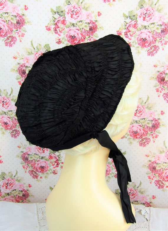 1870s Mourning Chapeau Antique Mourning Bonnet An… - image 4