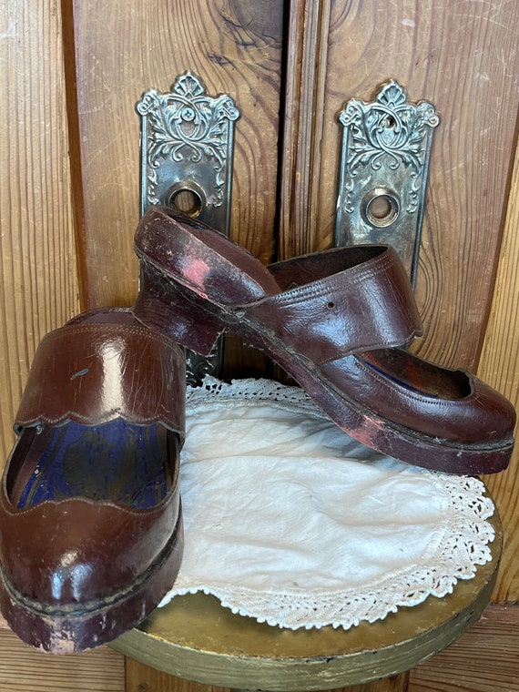 Antique French Sabots Clogs Edwardian French Wood… - image 9