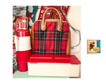 Vintage Plaid Thermos Bag Vintage Plaid Picnic Set by Thermos