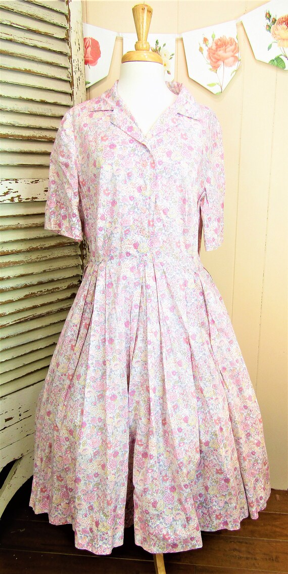 Vintage 1960s Shirtdress Vintage Floral Print Shi… - image 9