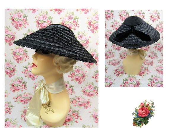 Vintage 1940s Cartwheel Hat Fits All Vintage 40s P