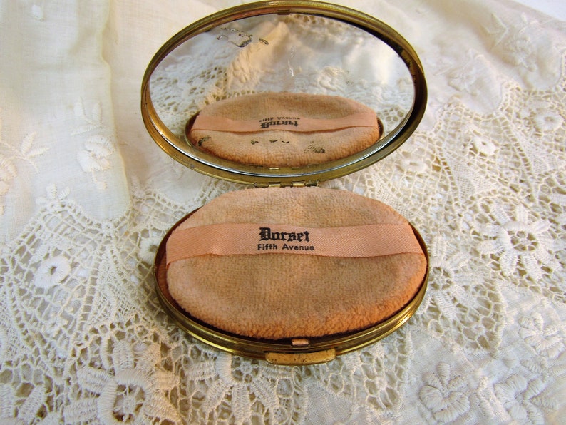Vintage Enameled Compact Vintage Dorset Fifth Avenue Powder Compact Floral Enameled Powder Compact