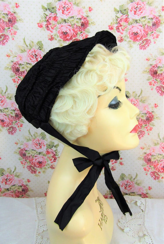 1870s Mourning Chapeau Antique Mourning Bonnet An… - image 3