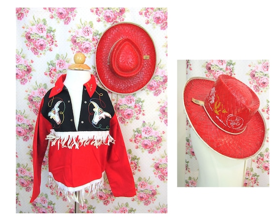 Vintage 50's Cowboy Costume Size M 1950's Child's