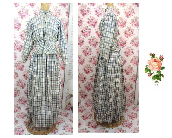 Antique 1800s 2 Piece Dress Size XS-S Antique Pion