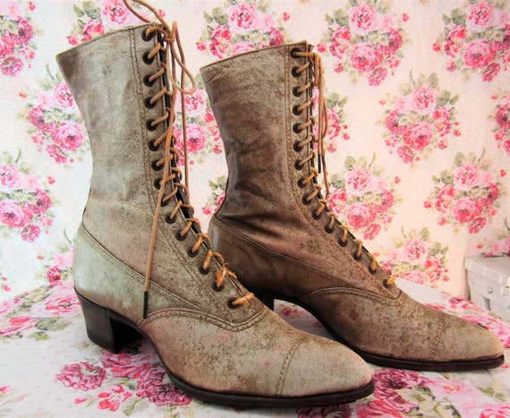 Edwardian Boots Victorian Boots Antique Lace Up B