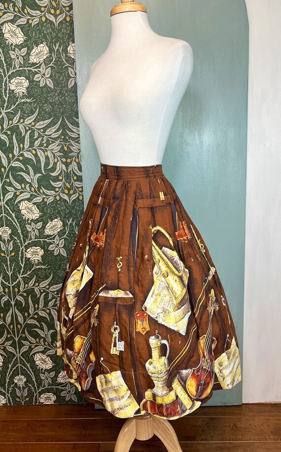 Vintage 1950’s Skirt 1950’s Novelty Print Full Sw… - image 3