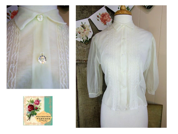 Vintage 1930's Blouse Size Medium Vintage Sheer R… - image 1