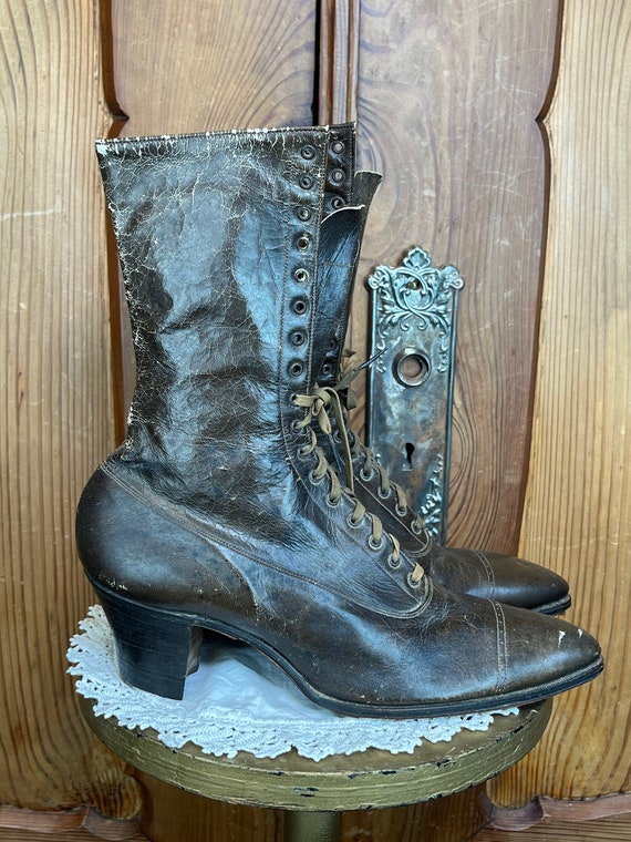 Antique Victorian Boots High Top Boots Edwardian … - image 5