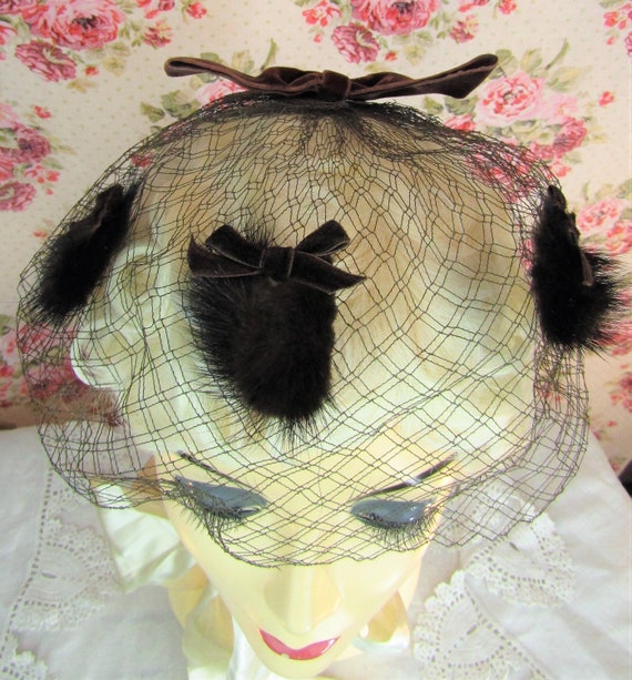 Vintage Fascinator 1950's Fur Headpiece Vintage F… - image 3