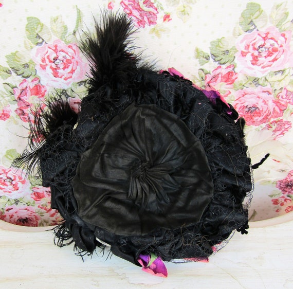 Victorian Bonnet Feathered Bonnet Antique 1890's … - image 10