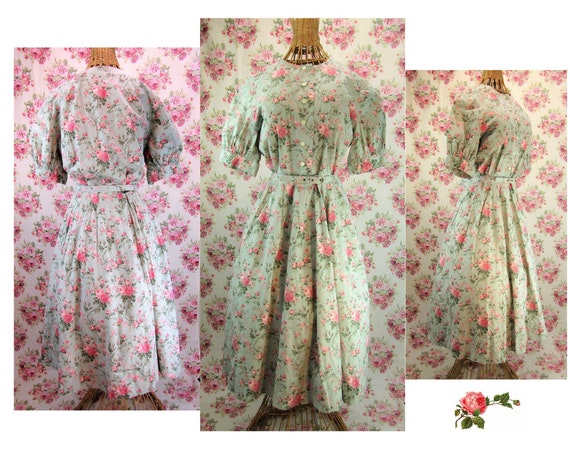 Vintage 1950's Look Floral Dress Size 12 US Vintag